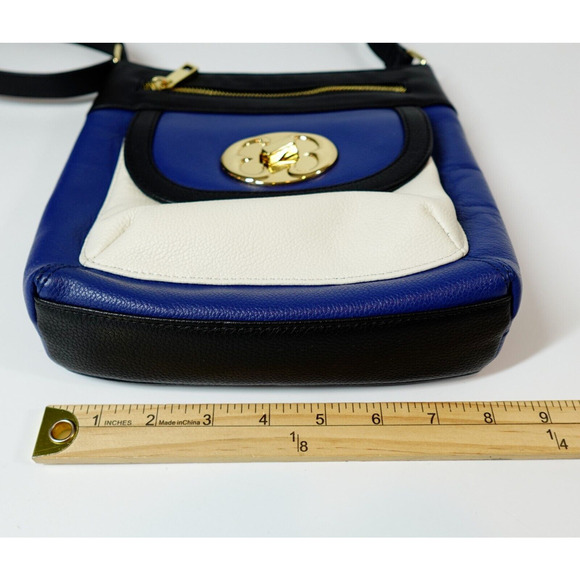 Emma Fox Leather Handbag Blue Color-Block Crossbody - Picture 14 of 16